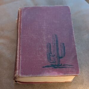 Vintage Burgundy Hardcover Book with Cactus Illustration